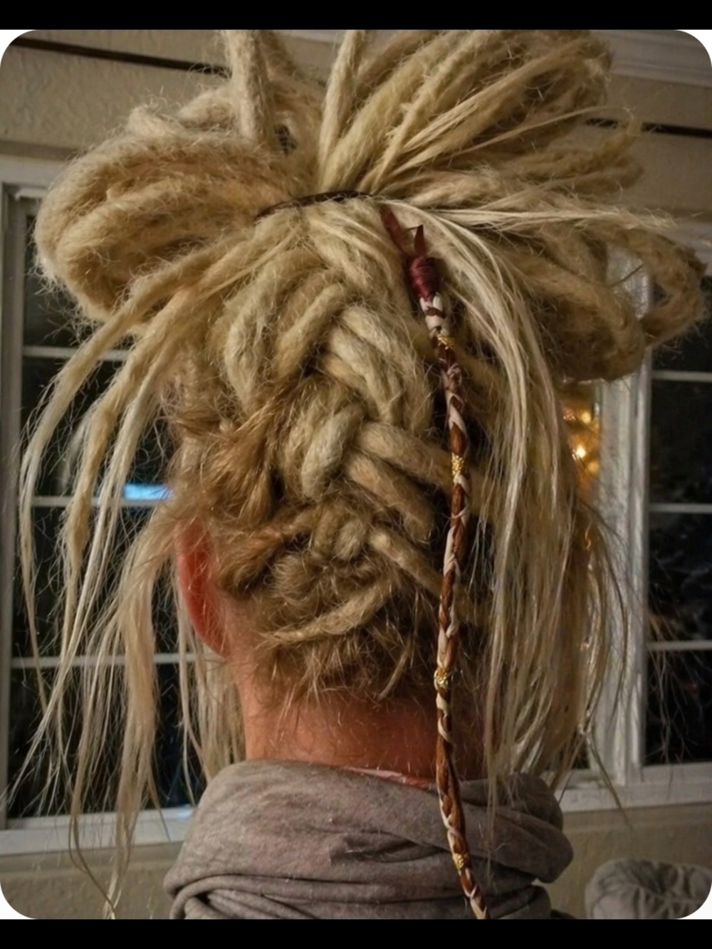 4/$15 Braided Hair Wrap with Gold Accent Beads - Brown & Ivory